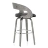 Alicia Grey Wooden Stool Black Real Leather