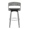 Alicia Grey Wooden Stool Black Real Leather