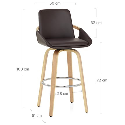 Ohio Bar Stool Brown Dimensions