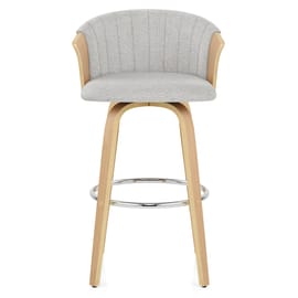 Coral Bar Stool Oak & Grey Fabric