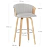 Coral Bar Stool Oak & Grey Fabric