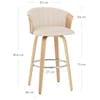 Coral Bar Stool Oak & Beige Fabric