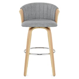 Coral Bar Stool Oak & Charcoal Fabric