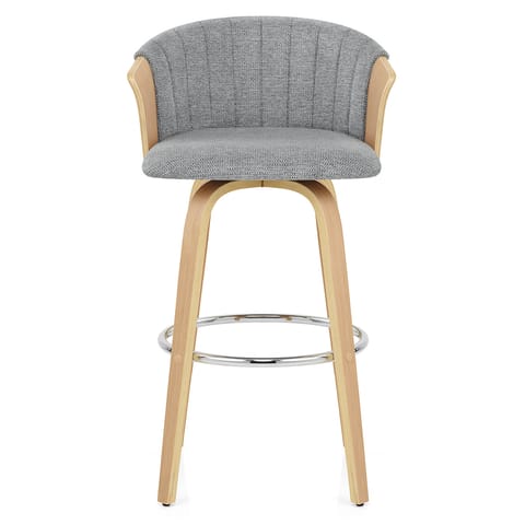 Coral Bar Stool Oak & Charcoal Fabric