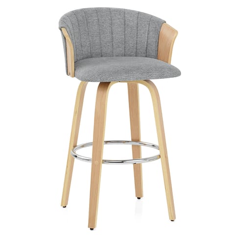 Coral Bar Stool Oak & Charcoal Fabric