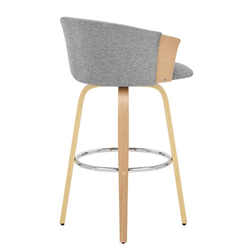 Coral Bar Stool Oak & Charcoal Fabric