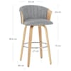 Coral Bar Stool Oak & Charcoal Fabric