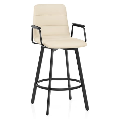 Marco Stool Black Arms & Cream Leather