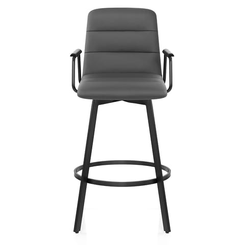 Marco Stool Black Arms & Grey Leather