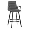 Marco Stool Black Arms & Grey Leather