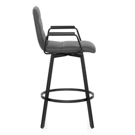 Marco Stool Black Arms & Grey Leather