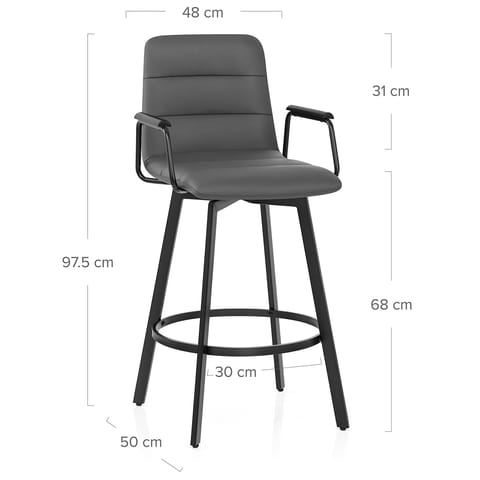 Marco Stool Black Arms & Grey Leather