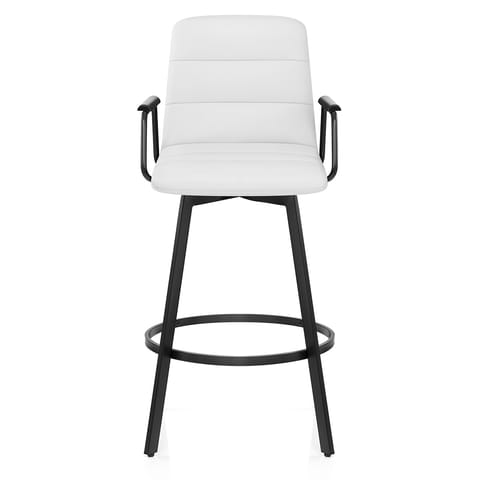 Marco Stool Black Arms & White Leather