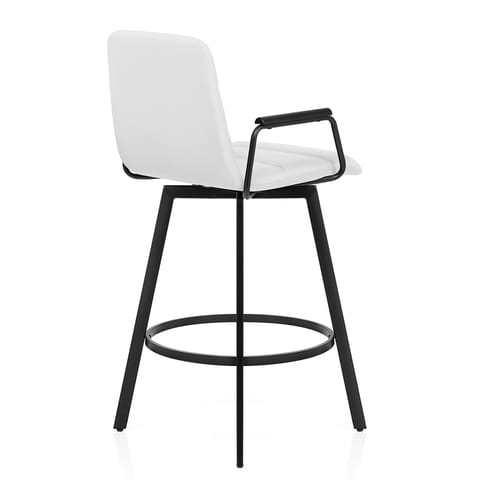 Marco Stool Black Arms & White Leather