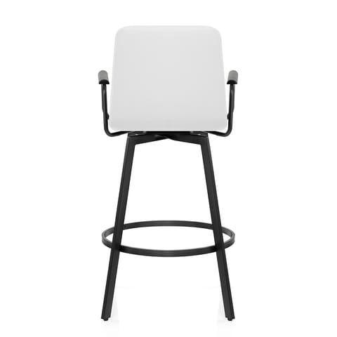 Marco Stool Black Arms & White Leather