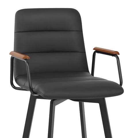 Marco Stool Walnut Arms & Black Leather