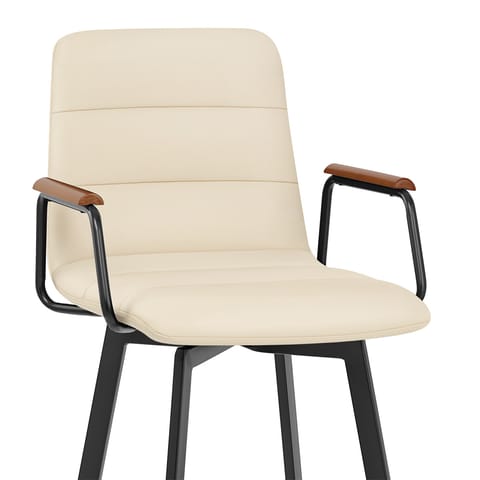 Marco Stool Walnut Arms & Cream Leather