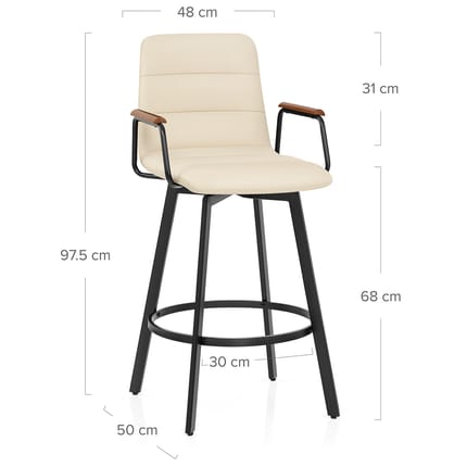 Marco Stool Walnut Arms & Cream Leather Dimensions