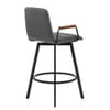 Marco Stool Walnut Arms & Grey Leather