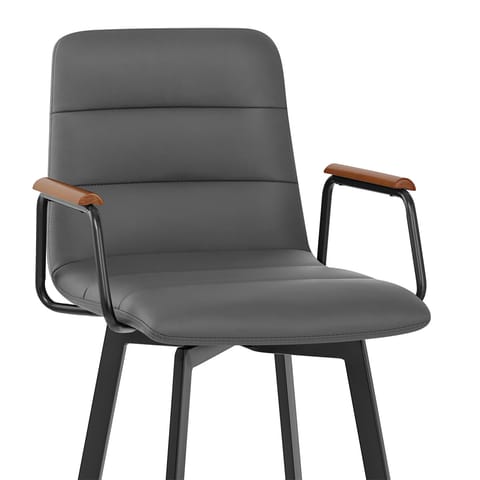 Marco Stool Walnut Arms & Grey Leather