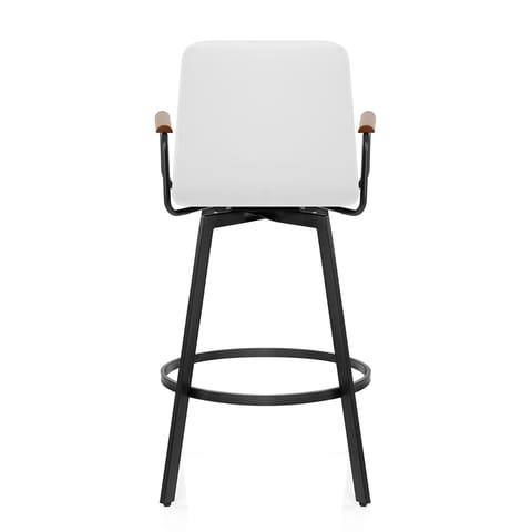 Marco Stool Walnut Arms & White Leather