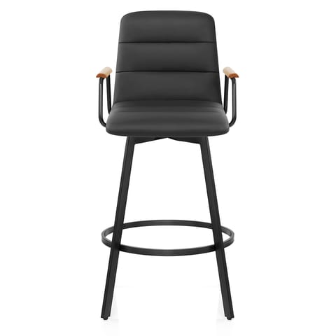 Marco Stool Oak Arms & Black Leather