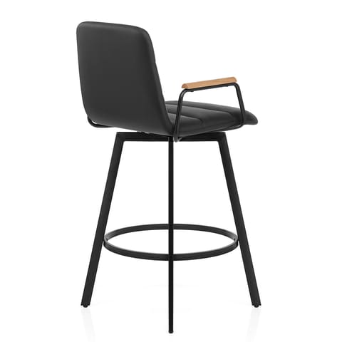 Marco Stool Oak Arms & Black Leather