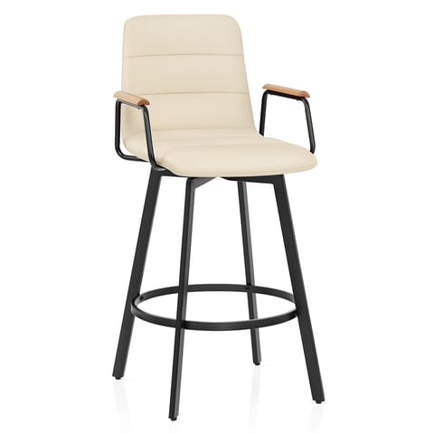 Marco Stool Oak Arms & Cream Leather