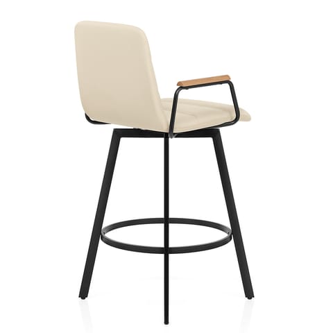Marco Stool Oak Arms & Cream Leather