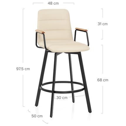 Marco Stool Oak Arms & Cream Leather Dimensions