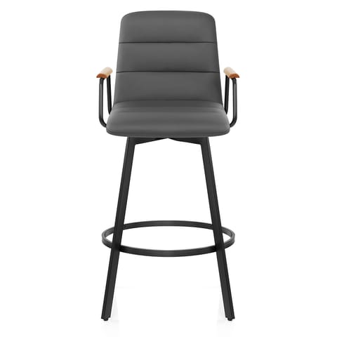 Marco Stool Oak Arms & Grey Leather