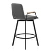 Marco Stool Oak Arms & Grey Leather