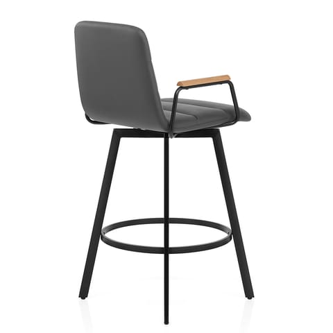Marco Stool Oak Arms & Grey Leather