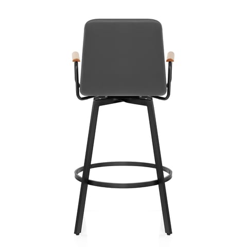 Marco Stool Oak Arms & Grey Leather