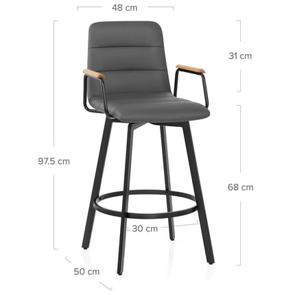 Marco Stool Oak Arms & Grey Leather Dimensions