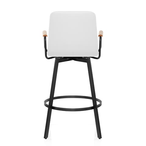 Marco Stool Oak Arms & White Leather