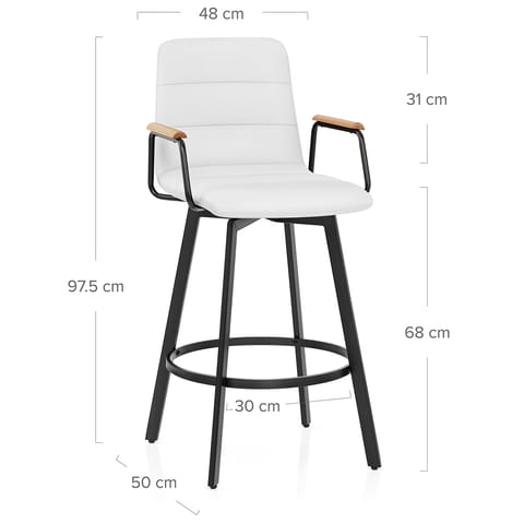 Marco Stool Oak Arms & White Leather