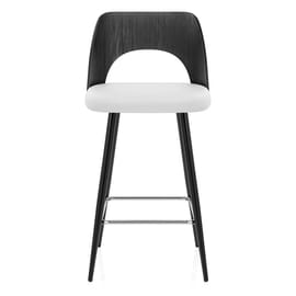 Leo Bar Stool Black Wood & White