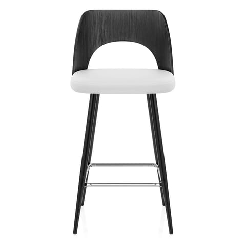 Leo Bar Stool Black Wood & White