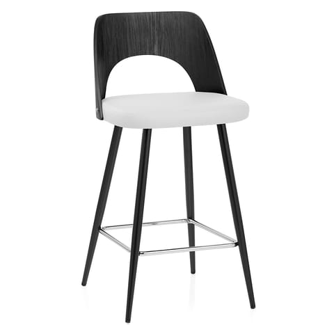 Leo Bar Stool Black Wood & White