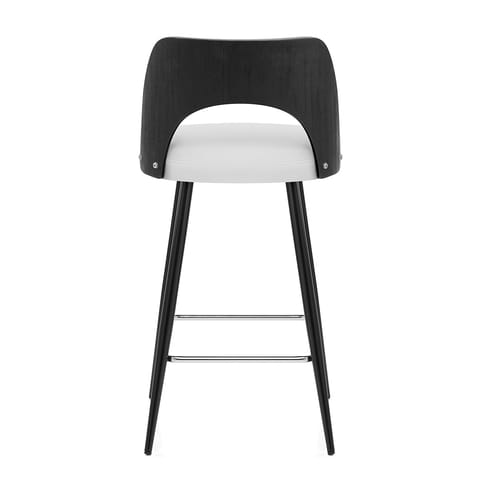 Leo Bar Stool Black Wood & White
