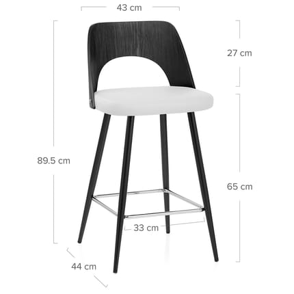 Leo Bar Stool Black Wood & White Dimensions