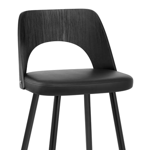 Leo Bar Stool Black Wood & Black