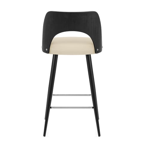 Leo Bar Stool Black Wood & Cream