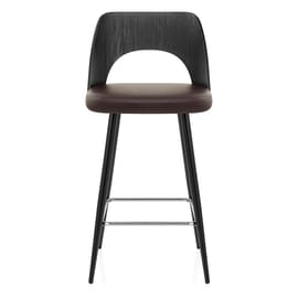Leo Bar Stool Black Wood & Brown