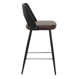 Leo Bar Stool Black Wood & Brown