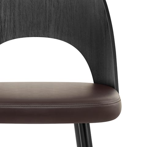 Leo Bar Stool Black Wood & Brown