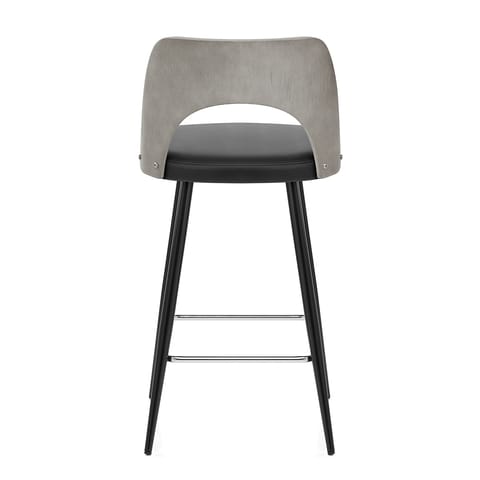 Leo Bar Stool Grey Wood & Black