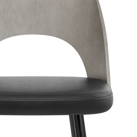 Leo Bar Stool Grey Wood & Black