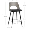 Leo Bar Stool Grey Wood & Black